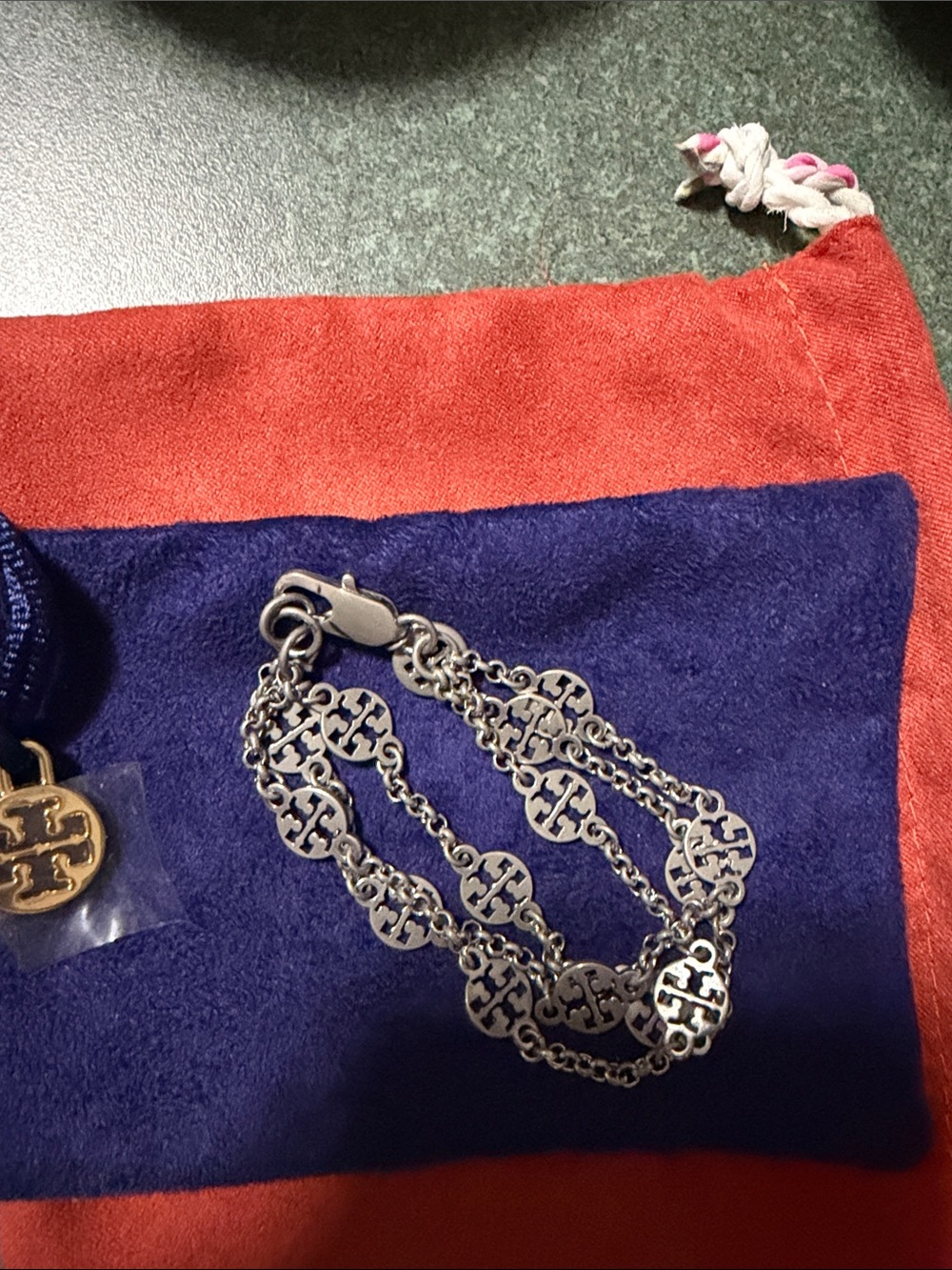 Tory Burch Silver Logo 3-Chain Bracelet - Silver